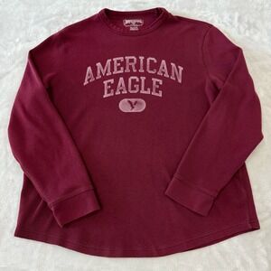 American Eagle Outfitters XXL Burgundy Red Graphic‎ Long Sleeve Thermal